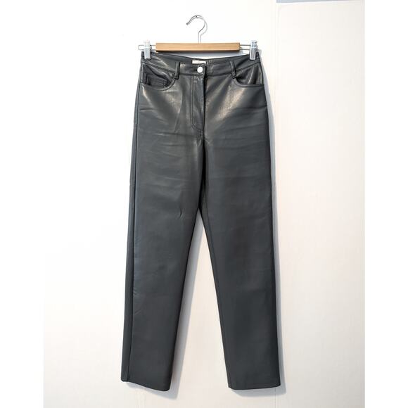 Aritzia Wilfred The Melina Faux Leather Grey Argentique Pants Size 2 - Picture 2 of 7
